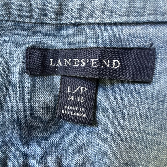 LANDS’ END | NWOT LONG SLEEVE COTTON CHAMBRAY PINTUCK TUNIC | LARGE PETITE - Picture 10 of 10